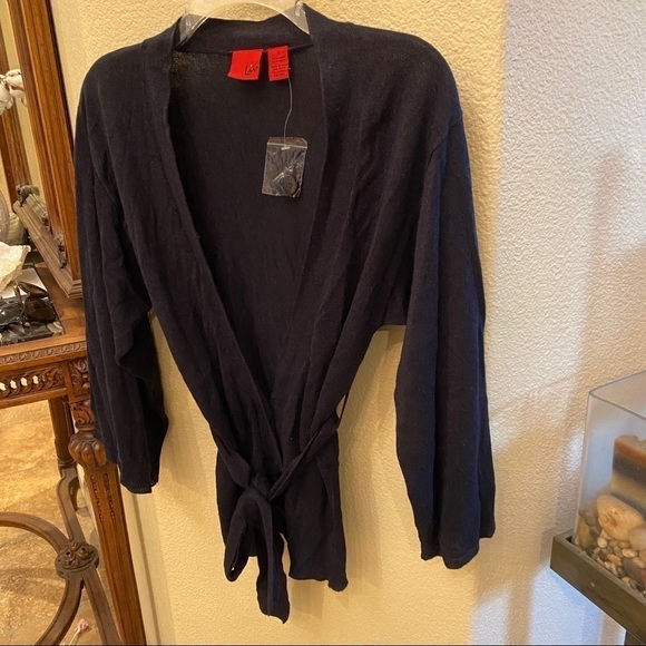 NWT~Women Navy Cardigan Tie Waist Sweater Size Small - Picture 2 of 8